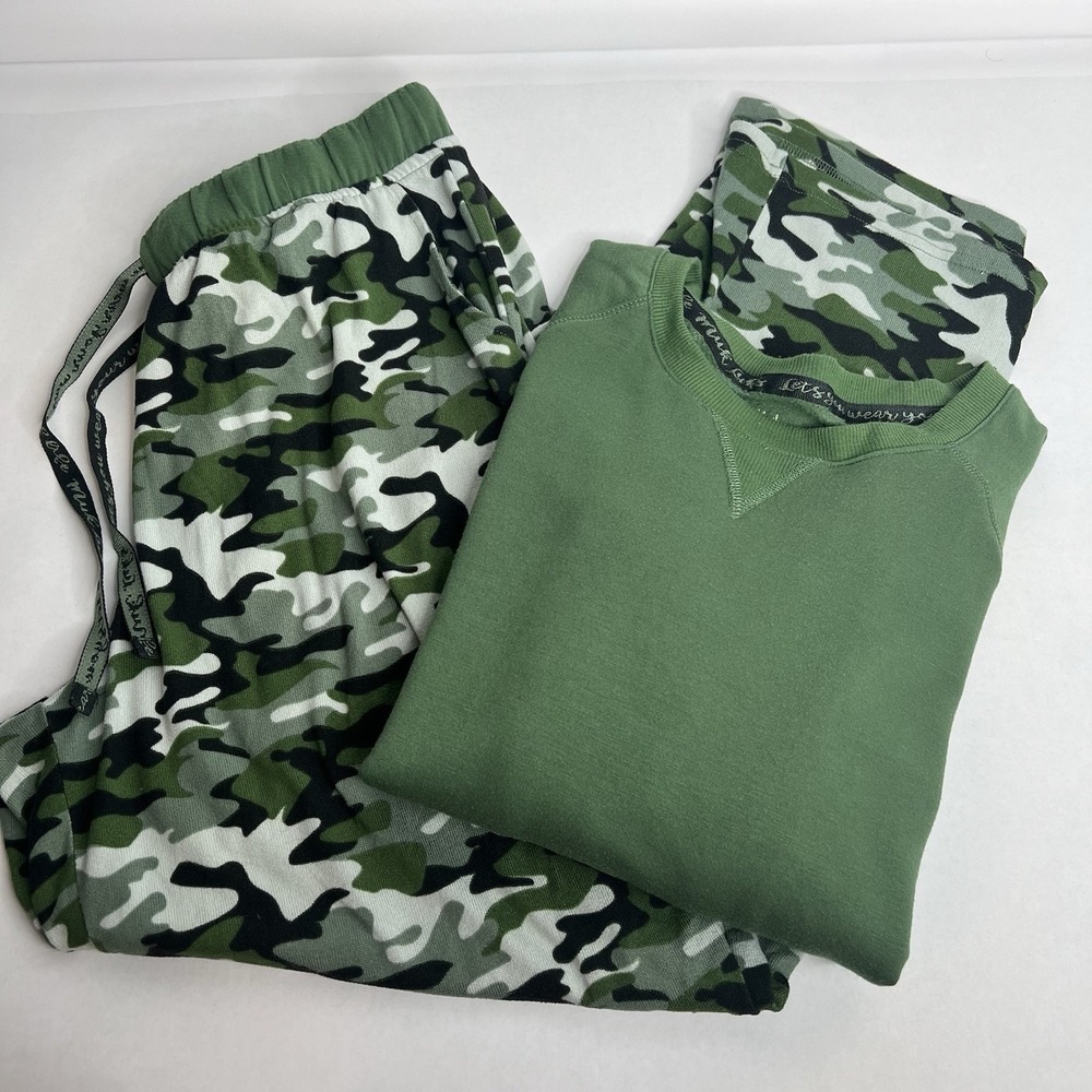 Muk Luks‎ Pajamas Large L Butter Soft Green CMo Relaxed Fit Drawstring